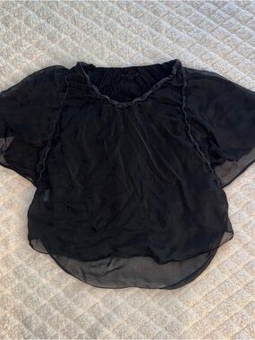 Sheer Black Short-Sleeve Blouse - Lightweight Women's Top